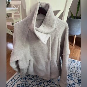 Lululemon grey cowl neck, teddy bear wrap jacket